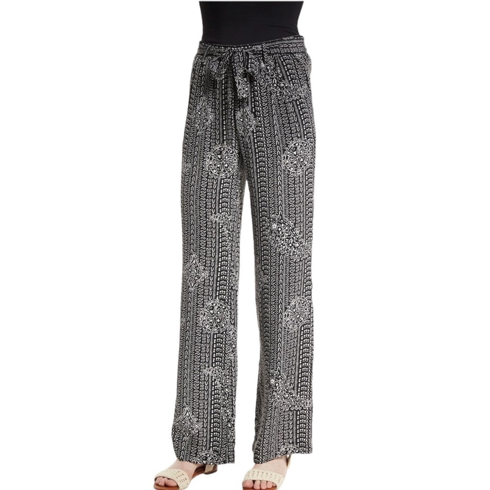 Joie Black Nurrin Print 100% Silk Pull On Pant Size XS